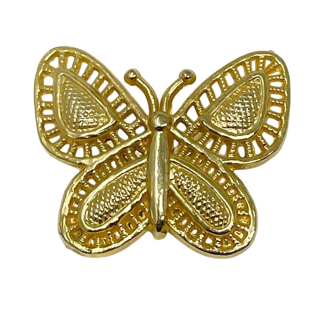 Vintage Gold Tone Butterfly Brooch Pin 2 Inch Fairy Core Whimsy Cottage